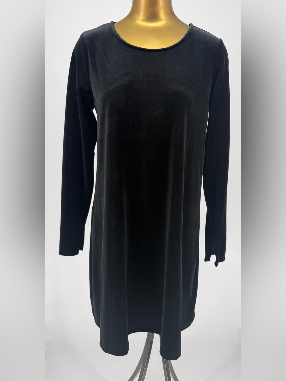 NWT GAP Black Velvet Long Sleeve Shift Dress Size Medium